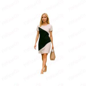 🌸 Elegant Tommy Hilfiger Dress – Black & Ivory – Size 8 – EUC